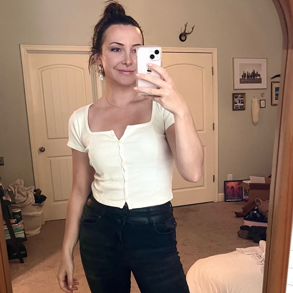 White brandy Melville button down tee, s